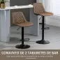 Juego de 2 Taburetes de Cocina Taburetes Altos con Altura Ajustable Asiento Giratorio 46,5x51x86-106 cm Marrón