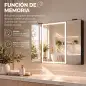 Armario de Baño con Espejo de LED Toma de Corriente 3 Puertas Antivaho Estantes Ajustables de Vidrio Templado Negro