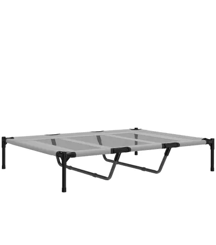 Cama Elevada para Perros Grandes Cama para Perros con Zona de Malla Transpirable y Bolsa 122x92x23 cm Gris Claro