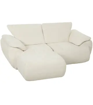 Sofá Modular en L de 2 Plazas con Otomana Reversible Sofá de Chenilla con Asiento Ancho No Requiere Montaje Crema