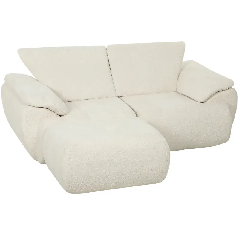 Sofá Modular en L de 2 Plazas con Otomana Reversible Sofá de Chenilla con Asiento Ancho No Requiere Montaje Crema