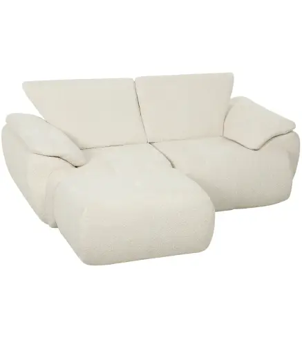 Sofá Modular en L de 2 Plazas con Otomana Reversible Sofá de Chenilla con Asiento Ancho No Requiere Montaje Crema