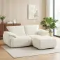 Sofá Modular en L de 2 Plazas con Otomana Reversible Sofá de Chenilla con Asiento Ancho No Requiere Montaje Crema