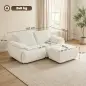 Sofá Modular en L de 2 Plazas con Otomana Reversible Sofá de Chenilla con Asiento Ancho No Requiere Montaje Crema