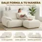 Sofá Modular en L de 2 Plazas con Otomana Reversible Sofá de Chenilla con Asiento Ancho No Requiere Montaje Crema