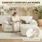 Sofá Modular en L de 2 Plazas con Otomana Reversible Sofá de Chenilla con Asiento Ancho No Requiere Montaje Crema