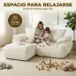 Sofá Modular en L de 2 Plazas con Otomana Reversible Sofá de Chenilla con Asiento Ancho No Requiere Montaje Crema