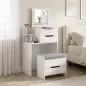 Tocador con Espejo Abatible y Espejo de Aumento Taburete Acolchado con Ruedas 2 Cajones y Balda Abierta Blanco