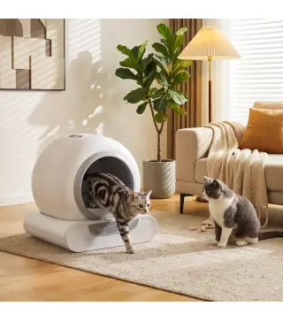 Arenero Gatos Autolimpiable 65L Control APP sin Olores Antifugas Sensores de Seguridad Entrada Baja Bolsas de Basura