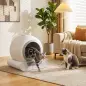 Arenero Gatos Autolimpiable 65L Control APP sin Olores Antifugas Sensores de Seguridad Entrada Baja Bolsas de Basura