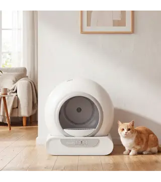 Arenero Gatos Autolimpiable 65L Control APP sin Olores Antifugas Sensores de Seguridad Entrada Baja Bolsas de Basura