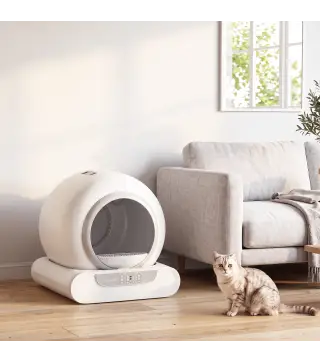 Arenero Gatos Autolimpiable 65L Control APP sin Olores Antifugas Sensores de Seguridad Entrada Baja Bolsas de Basura