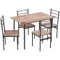 Conjunto de Comedor 5 Piezas Juego de 1 Mesa y 4 Sillas con Pies Acero para Cocina 110x70x75 cm Madera Natural y Negro