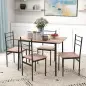 Conjunto de Comedor 5 Piezas Juego de 1 Mesa y 4 Sillas con Pies Acero para Cocina 110x70x75 cm Madera Natural y Negro