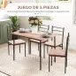 Conjunto de Comedor 5 Piezas Juego de 1 Mesa y 4 Sillas con Pies Acero para Cocina 110x70x75 cm Madera Natural y Negro Conjunto de Comedor 5 Piezas Juego de 1 Mesa y 4 Sillas con Pies Acero para Cocina 110x70x75 cm Madera Natural y Negro