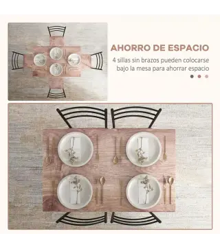 Conjunto de Comedor 5 Piezas Juego de 1 Mesa y 4 Sillas con Pies Acero para Cocina 110x70x75 cm Madera Natural y Negro