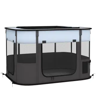 Parque para Perros y Gatos, Corralito Plegable Portátil para Cachorros Conejos y Cobayas Tela Oxford 84x64x53 cm Gris