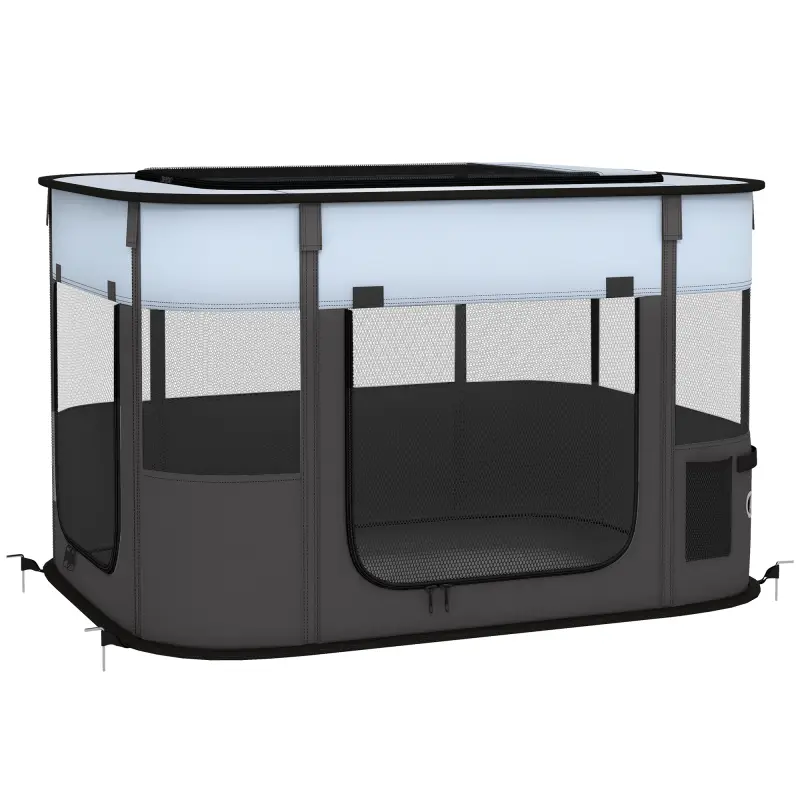 Parque para Perros y Gatos, Corralito Plegable Portátil para Cachorros Conejos y Cobayas Tela Oxford 84x64x53 cm Gris