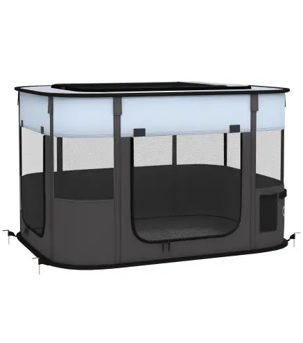 Parque para Perros y Gatos, Corralito Plegable Portátil para Cachorros Conejos y Cobayas Tela Oxford 84x64x53 cm Gris