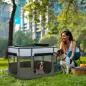 Parque para Perros y Gatos, Corralito Plegable Portátil para Cachorros Conejos y Cobayas Tela Oxford 84x64x53 cm Gris