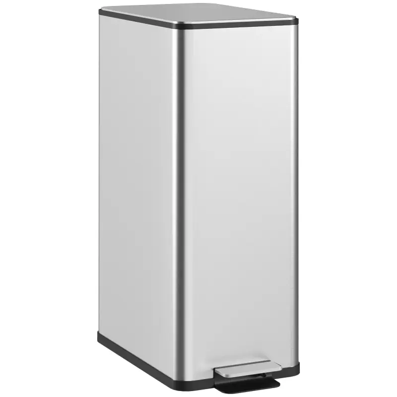 Cubo de Basura de Cocina de 20L de Acero Inoxidable con Tapa de Cierre Suave Pedal y Cubo Extraíble Plateado Cubo de Basura de Cocina de 20L de Acero Inoxidable con Tapa de Cierre Suave Pedal y Cubo Extraíble Plateado