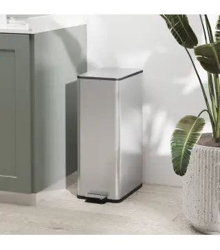 Cubo de Basura de Cocina de 20L de Acero Inoxidable con Tapa de Cierre Suave Pedal y Cubo Extraíble Plateado