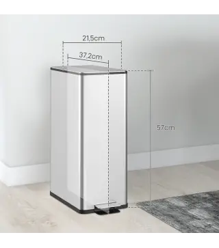Cubo de Basura de Cocina de 20L de Acero Inoxidable con Tapa de Cierre Suave Pedal y Cubo Extraíble Plateado
