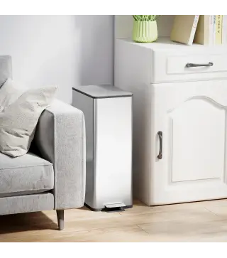 Cubo de Basura de Cocina de 20L de Acero Inoxidable con Tapa de Cierre Suave Pedal y Cubo Extraíble Plateado