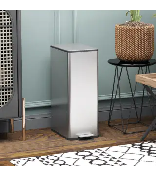 Cubo de Basura de Cocina de 20L de Acero Inoxidable con Tapa de Cierre Suave Pedal y Cubo Extraíble Plateado
