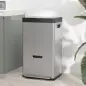 Cubo de Basura de Cocina 3 Compartimentos 2x18L+20 L (56 L) de Acero Inoxidable con Ruedas Tapa de Cierre Suave Plata