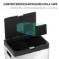 Cubo de Basura de Cocina 3 Compartimentos 2x18L+20 L (56 L) de Acero Inoxidable con Ruedas Tapa de Cierre Suave Plata