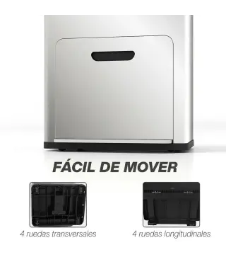 Cubo de Basura de Cocina 3 Compartimentos 2x18L+20 L (56 L) de Acero Inoxidable con Ruedas Tapa de Cierre Suave Plata