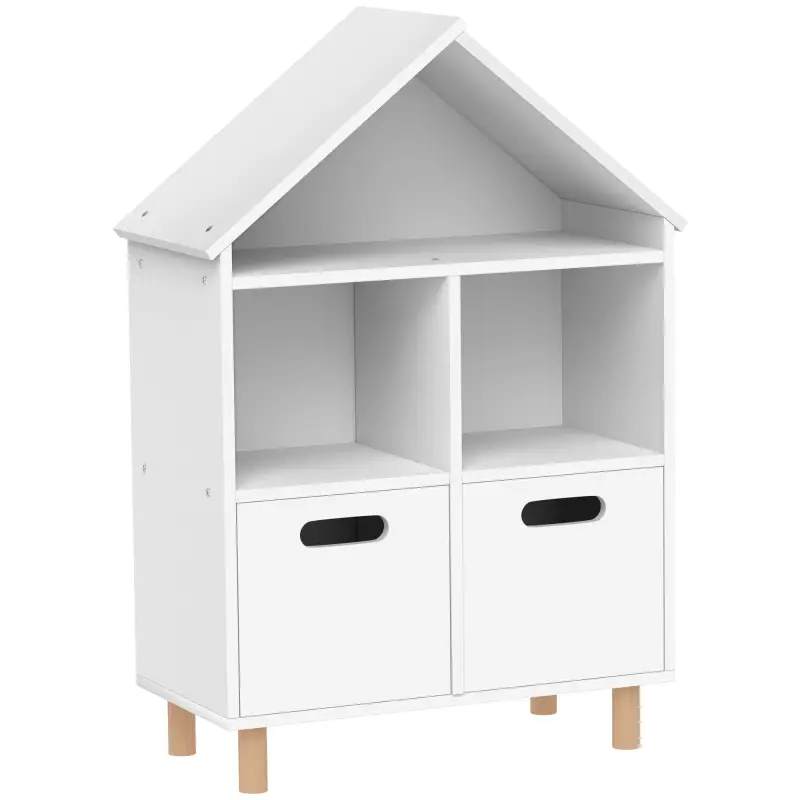 Librería Infantil de 3 Niveles Forma Casa con 3 Estantes y 2 Armarios para Guardería para Niños de 3 a 8 Años Blanco Librería Infantil de 3 Niveles Forma Casa con 3 Estantes y 2 Armarios para Guardería para Niños de 3 a 8 Años Blanco