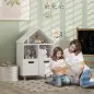 Librería Infantil de 3 Niveles Forma Casa con 3 Estantes y 2 Armarios para Guardería para Niños de 3 a 8 Años Blanco