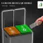 Papelera Cocina de Acero Inoxidable con 2 Compartimentos 2x15L Pedal Tapas de Cierre Suave y Cubo Extraíble Negro