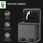 Papelera Cocina de Acero Inoxidable con 2 Compartimentos 2x15L Pedal Tapas de Cierre Suave y Cubo Extraíble Negro