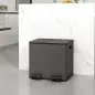 Papelera Cocina de Acero Inoxidable con 2 Compartimentos 2x15L Pedal Tapas de Cierre Suave y Cubo Extraíble Negro