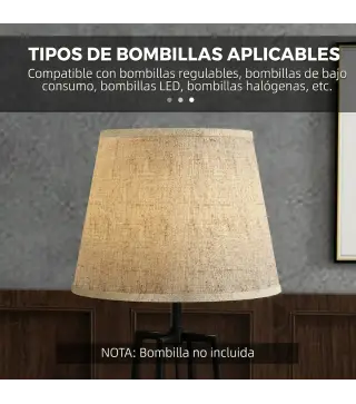 Lámpara de Pie con 2 Estantes de Almacenamiento con Base E27 40W Interruptor de Cadena Pantalla de Tela Marrón