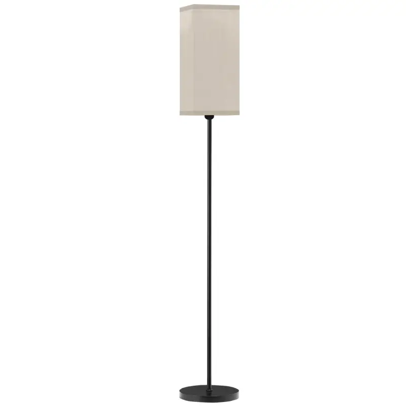 Lámpara de Pie con Pantalla de Efecto Lino Base E27, 40W Interruptor de Pedal para Dormitorio Oficina Negro