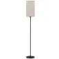 Lámpara de Pie con Pantalla de Efecto Lino Base E27, 40W Interruptor de Pedal para Dormitorio Oficina Negro