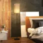 Lámpara de Pie con Pantalla de Efecto Lino Base E27, 40W Interruptor de Pedal para Dormitorio Oficina Negro