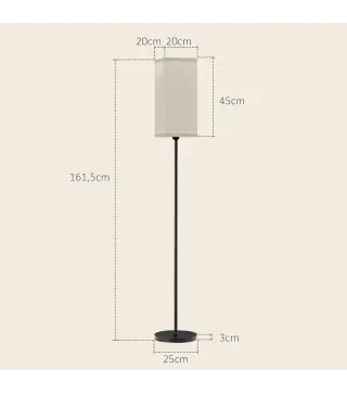 Lámpara de Pie con Pantalla de Efecto Lino Base E27, 40W Interruptor de Pedal para Dormitorio Oficina Negro