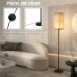 Lámpara de Pie con Pantalla de Efecto Lino Base E27, 40W Interruptor de Pedal para Dormitorio Oficina Negro