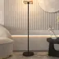 Lámpara de Pie con Pantalla de Efecto Lino Base E27, 40W Interruptor de Pedal para Dormitorio Oficina Negro