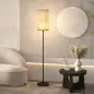 Lámpara de Pie con Pantalla de Efecto Lino Base E27, 40W Interruptor de Pedal para Dormitorio Oficina Negro