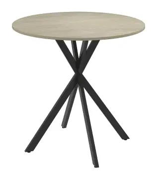 Mesa Redonda de Comedor para 2 Personas con Patas de Acero Cruzadas Ø80x75 cm Blanco Roble