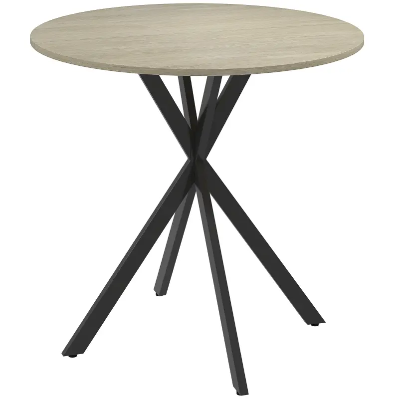 Mesa Redonda de Comedor para 2 Personas con Patas de Acero Cruzadas Ø80x75 cm Blanco Roble Mesa Redonda de Comedor para 2 Personas con Patas de Acero Cruzadas Ø80x75 cm Blanco Roble