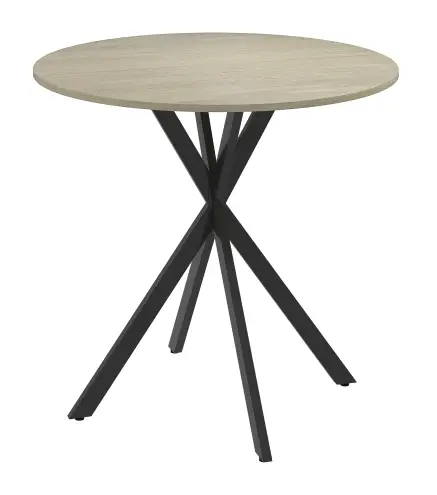 Mesa Redonda de Comedor para 2 Personas con Patas de Acero Cruzadas Ø80x75 cm Blanco Roble