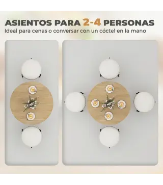 Mesa Redonda de Comedor para 2 Personas con Patas de Acero Cruzadas Ø80x75 cm Blanco Roble