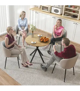 Mesa Redonda de Comedor para 2 Personas con Patas de Acero Cruzadas Ø80x75 cm Blanco Roble
